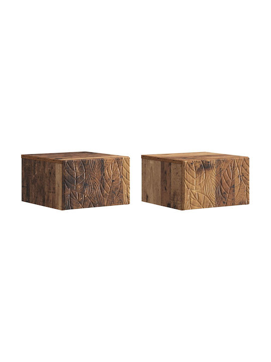 Wooden Brown Bedside Tables 2 Pieces 49x34.5x20cm