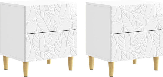 White Wooden Bedside Tables 2 Pieces 43x34.5x48cm
