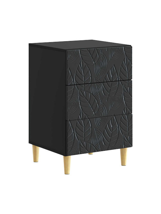 Нощно Шкафче Дървено Черно 43x39.5x66.5см