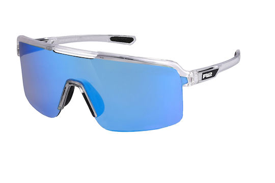 R2 Cycling Glasses with Light Blue Frame and Transparent Lenses