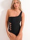 One Piece Swimsuit with One Shoulder Black