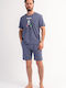 Vienetta Secret Sommer Herrenpyjama Blau Raph