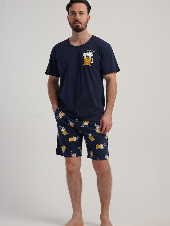Vienetta Secret Summer Men's Pyjama Navy Blue