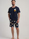 Vienetta Secret Summer Men's Pyjama Navy Blue