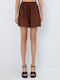 Women's High Waist Brown Shorts