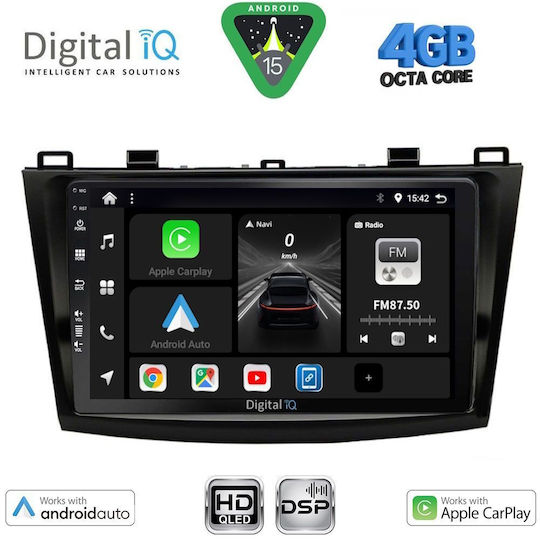 Digital IQ Auto-Audiosystem Für Mazda 3 2009-2014 Bluetooth USB Eingebautes Wi-Fi GPS Apple CarPlay Android Auto Mit Touchscreen 9 Zoll