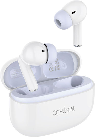Celebrat W73 In-ear Bluetooth Handsfree Ακουστικά με Αντοχή στον Ιδρώτα και Θήκη Φόρτισης Λευκά