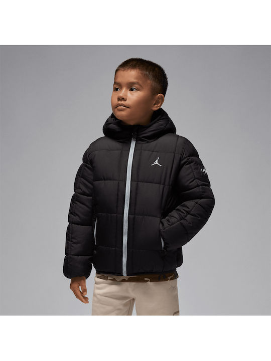 Jordan Kids Quilted Jacket with Hood Black Puffer