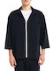 Μακρυμάνικo Overshirt σε Κανονική Γραμμή Μπλε