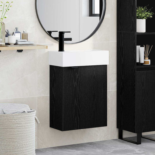 vidaXL Badezimmer Waschtisch-Einheit M45.5xB22.5xH84cm Schwarz