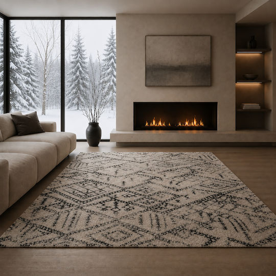 Shaggy Geometric Χαλί Ορθογώνιο Cream/grey 240x300cm