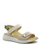 Leder Damen Flache Sandalen Beige