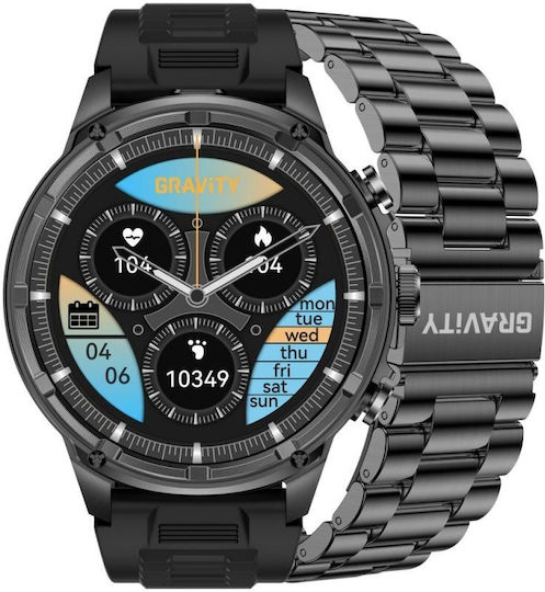 Gravity GT41-1 53mm Smartwatch mit Herzfrequenzsensor (Schwarz)