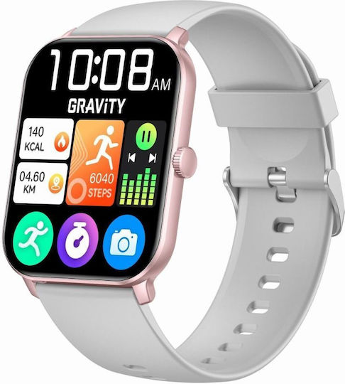 Gravity GT36-2 45mm Smartwatch με Παλμογράφο (Rose Gold / Gray)