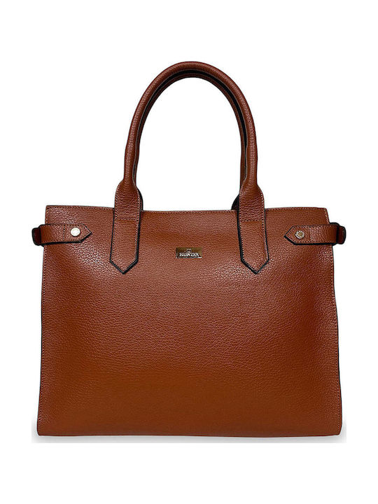 Leder Damen Schultertasche Tote Vera Tabak