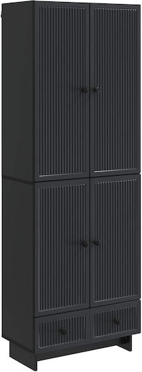 Wall Mounted Living Room Cabinet Made of Particle Board Black 66x34.5x95cm