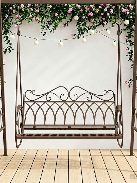 Κούνια με Βάση 2 Θέσεων Μεταλλική Μ112xΠ60xΥ126.5cm Καφέ