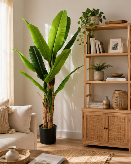 Artificial Decorative Banana Leaf Potted Plant 140cm Indoor Space