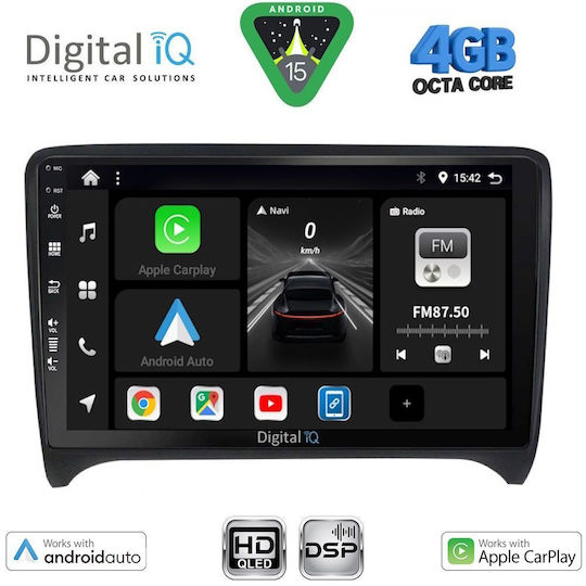Digital IQ Auto-Audiosystem für Audi TT 2007-2015 Bluetooth USB Eingebautes Wi-Fi GPS Apple CarPlay Android Auto mit 9 Zoll Touchscreen