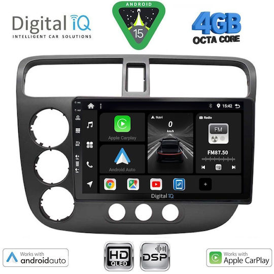 Digital IQ Ηχοσύστημα Αυτοκινήτου για Honda Civic 2001-2006 (Bluetooth/USB/WiFi/GPS/Apple-Carplay/Android-Auto) με Οθόνη Αφής 9"