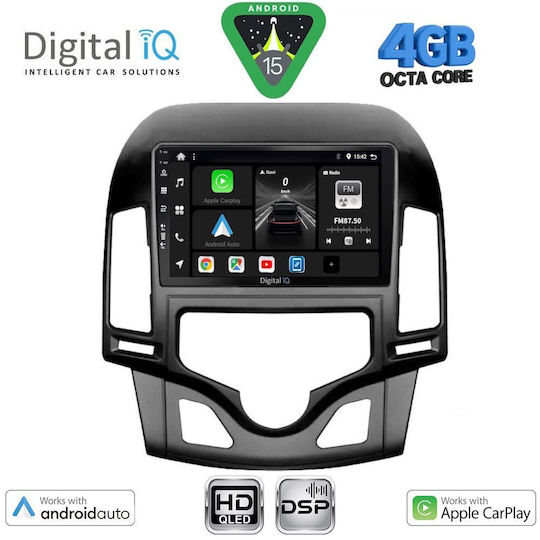 Digital IQ Car Audio System for Hyundai i30 2007-2012 with Clima (Bluetooth/USB/WiFi/GPS/Apple CarPlay/Android Auto) with 9" Touch Screen