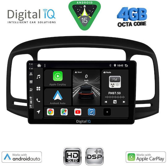 Digital IQ Ηχοσύστημα Αυτοκινήτου για Hyundai Accent 2005-2012 (Bluetooth/USB/WiFi/GPS/Apple-Carplay/Android-Auto) με Οθόνη Αφής 9"