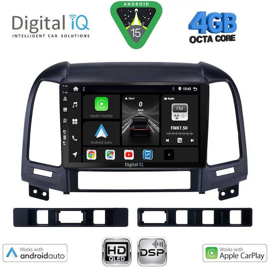 Digital IQ Car Audio System for Hyundai Santa Fe 2005-2013 Bluetooth USB WiFi GPS Apple CarPlay Android Auto with 9" Touch Screen