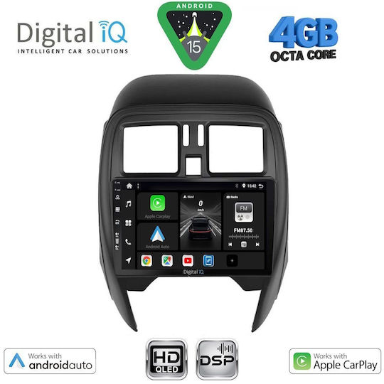 Digital IQ Car Audio System for Nissan Micra 2014-2017 (Bluetooth/USB/WiFi/GPS/Apple CarPlay/Android Auto) with 9" Touch Screen