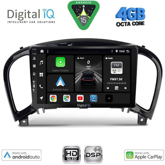 Digital IQ Car Audio System for Nissan Juke 2009-2020 (Bluetooth/USB/WiFi/GPS/Apple CarPlay/Android Auto) with 9" Touch Screen