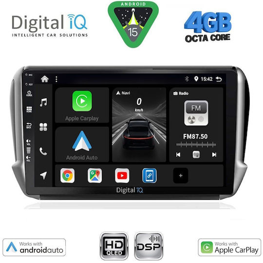 Digital IQ Car Audio System for Peugeot 2008 2012-2021 Bluetooth USB WiFi GPS Apple CarPlay Android Auto with 10" Touch Screen