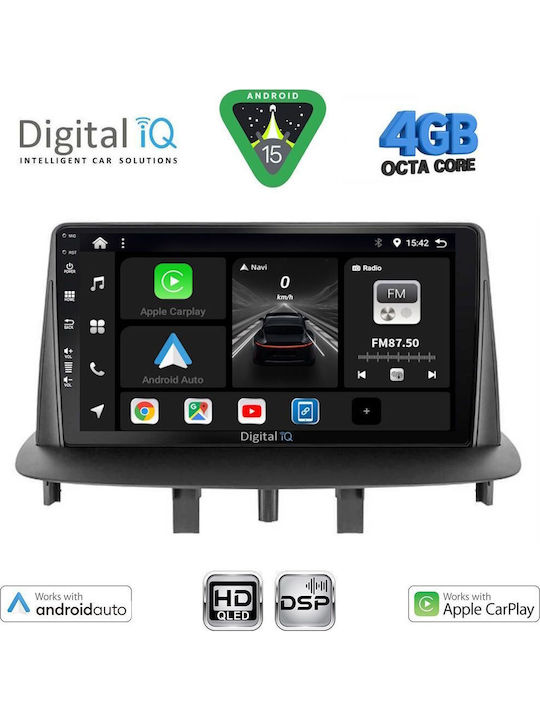 Digital IQ Car Audio System for Renault Megane 2009-2016 Bluetooth USB WiFi GPS Apple CarPlay Android Auto with 9" Touch Screen