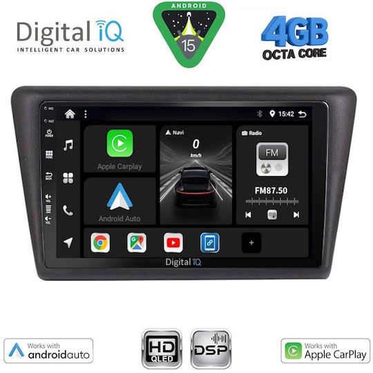 Digital IQ Ηχοσύστημα Αυτοκινήτου για Skoda Rapid 2014-2019 (Bluetooth/USB/WiFi/GPS/Apple-Carplay/Android-Auto) με Οθόνη Αφής 9"