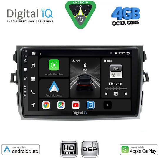 Digital IQ Car Audio System for Toyota Corolla 2006-2012 Bluetooth USB WiFi GPS Apple CarPlay Android Auto with 9" Touch Screen
