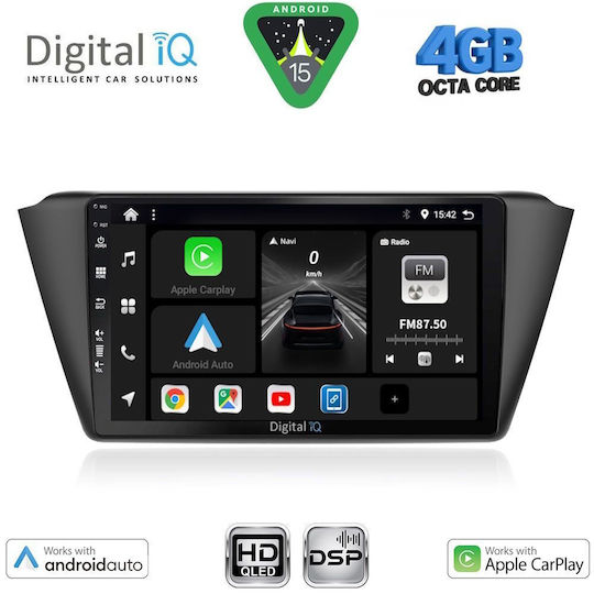 Digital IQ Ηχοσύστημα Αυτοκινήτου για Skoda Fabia 2015-2022 (Bluetooth/USB/WiFi/GPS/Apple-Carplay/Android-Auto) με Οθόνη Αφής 9"