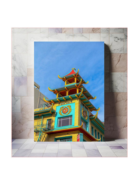 iLovePrints Gemälde Buntes Pagoda Gebäude 70x100