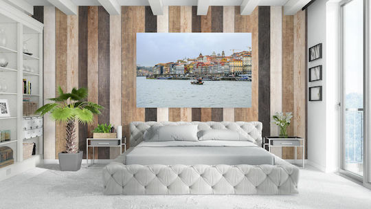 Painting Colorful Riverside Buildings Multicolored Buildings Next To The River 100x70