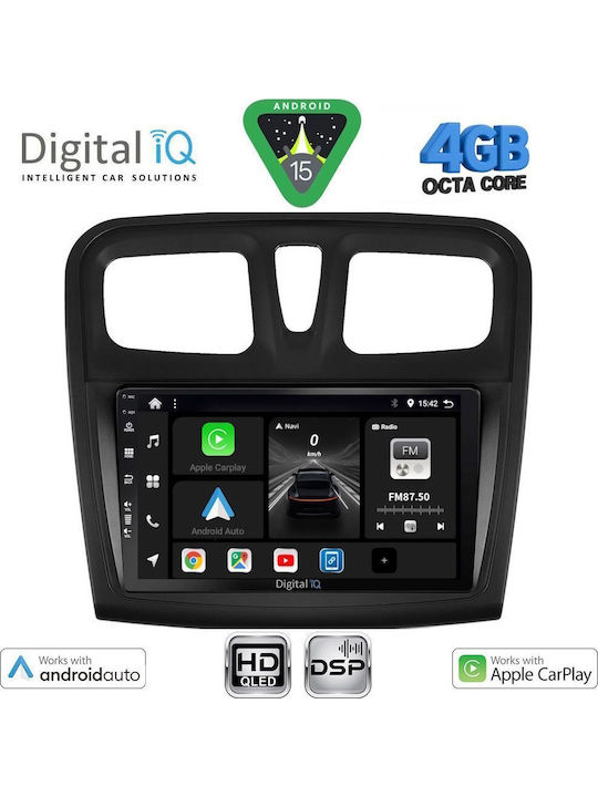 Digital IQ Car Audio System for Dacia Logan / Sandero 2012-2019 (Bluetooth/USB/WiFi/GPS/Apple CarPlay/Android Auto) with 9" Touch Screen