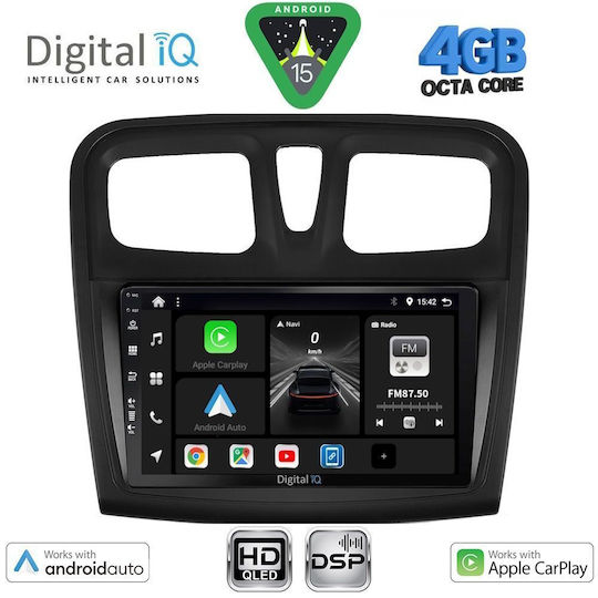 Digital IQ Ηχοσύστημα Αυτοκινήτου για Dacia Logan / Sandero 2012-2019 (Bluetooth/USB/WiFi/GPS/Apple-Carplay/Android-Auto) με Οθόνη Αφής 9"