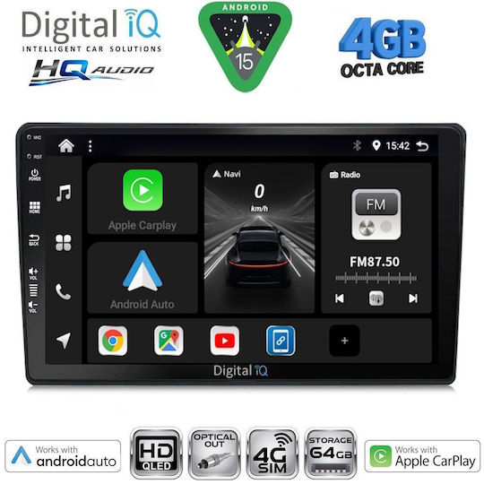 Digital IQ Car Audio System for Audi A4 2002-2008 (Bluetooth/USB/WiFi/GPS/Apple CarPlay/Android Auto) with 9" Touch Screen