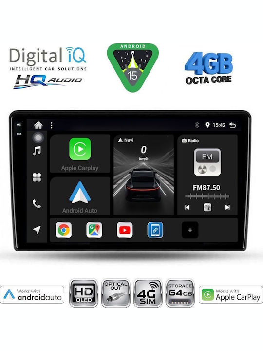 Digital IQ Car Audio System for Alfa Romeo Giulietta 2014-2020 (Bluetooth/USB/WiFi/GPS/Apple CarPlay/Android Auto) with 9" Touch Screen