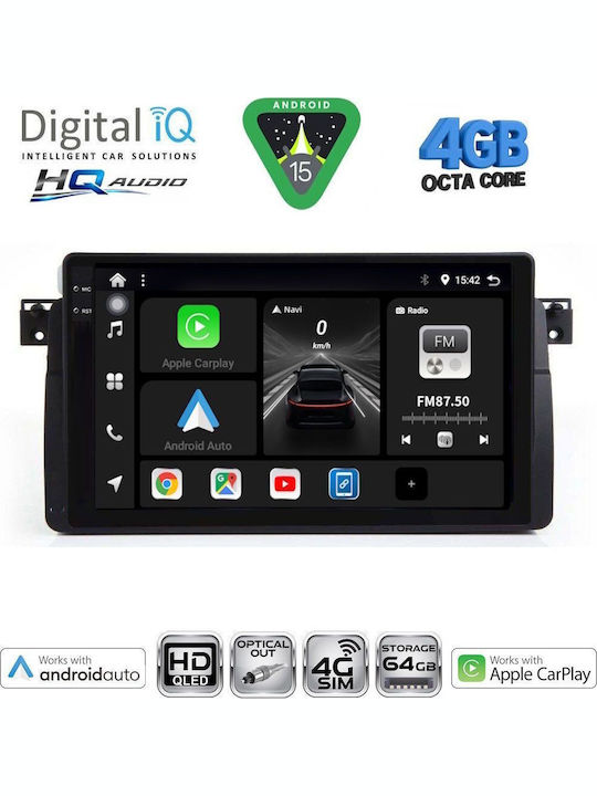 Digital IQ Car Audio System for BMW E46 1998-2005 Bluetooth USB WiFi GPS Apple CarPlay Android Auto with 9" Touch Screen