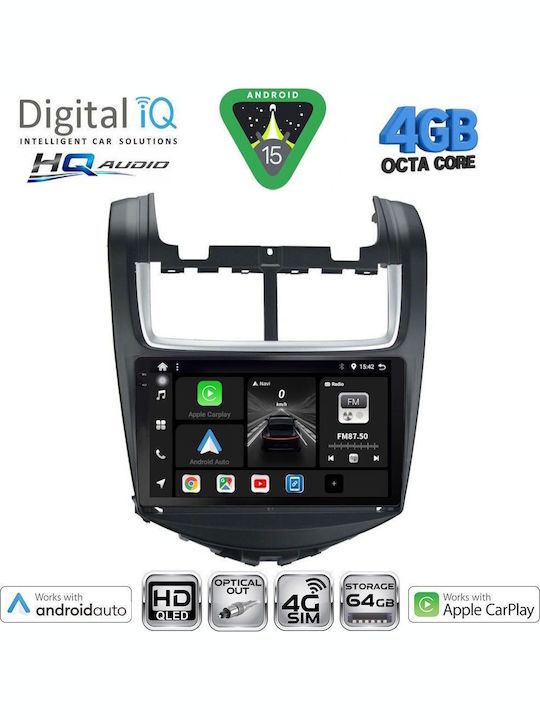 Digital IQ Car Audio System for Chevrolet Aveo 2014-2017 (Bluetooth/USB/WiFi/GPS/Apple CarPlay/Android Auto) with 9" Touch Screen
