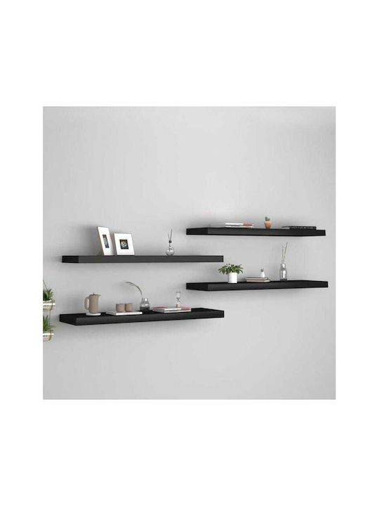 Black Wall Shelves (4 Pieces) 60x15x15cm