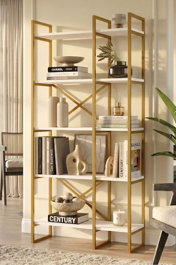 Gold Bookcase 87.5x30x175cm