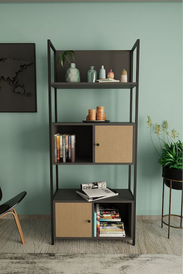 Bücherregal Grau 76x30x181cm