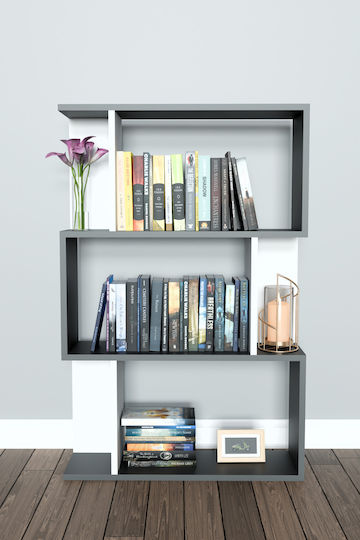 Bibliotecă Albă/Antracit 72x22x109 cm