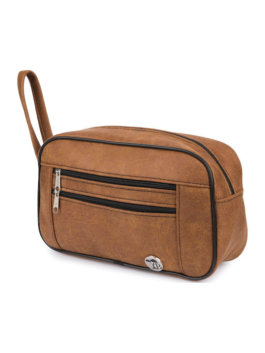 Neseser Cosmetic De Călătorie Elegant Unisex Cognac Nubuck Beltimore R25