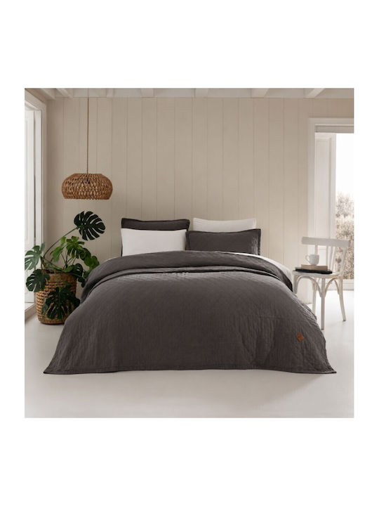 Şaheser Set Cuvertură Pat Dublu Anthracite Gri 220x240cm 3 Buc