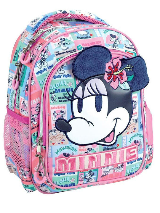Gim Minnie School Backpack Kindergarten Pink with Water Bottle Holder 12 Litres
