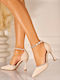 Leather Heels with Low Heel Beige
